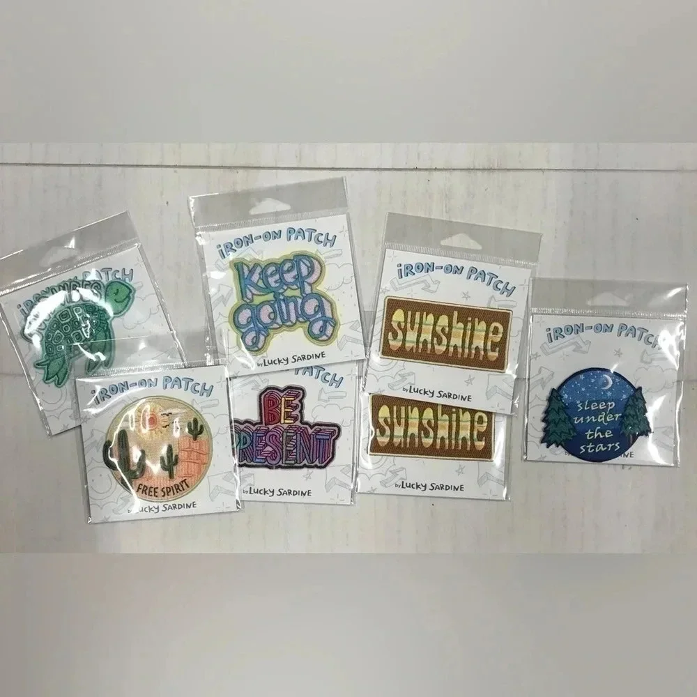 LOT of 7 Positive‎ Saying Iron On Patches Great for Clothing, Hats, Canvas Totes